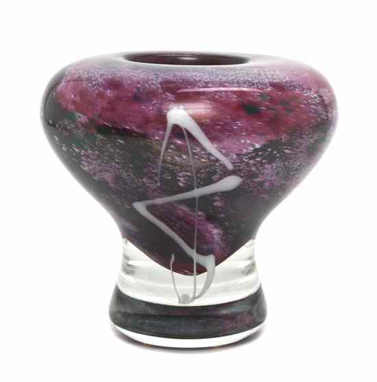 Appraisal: An American Contemporary Glass Vase of ovoid form having a