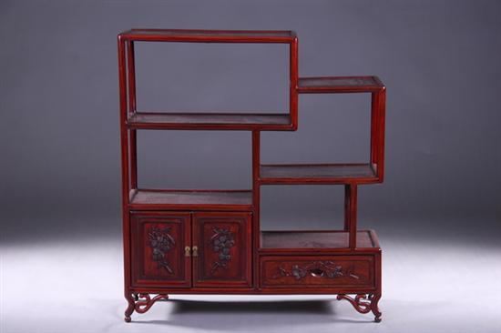 Appraisal: CHINESE ROSEWOOD ETAG RE th century With six shelves above