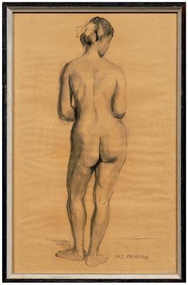 Appraisal: Nude study of a woman from the back signed lower