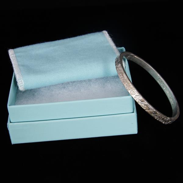 Appraisal: Tiffany Co Sterling Silver Notes Hinged Bangle Bracelet with box