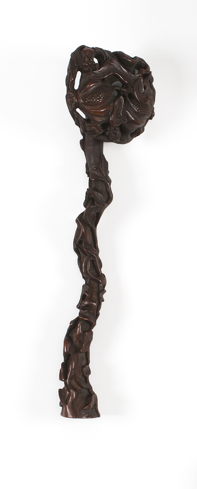 Appraisal: CARVED WOOD RUYI SCEPTER th CenturyWith fruit leaf and branch