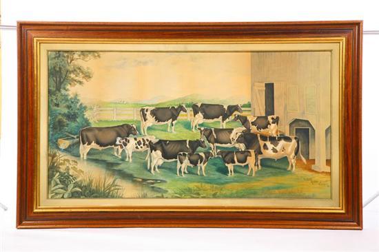 Appraisal: FARM PORTRAIT WITH COWS BY H BUSH OHIO LATE TH-EARLY