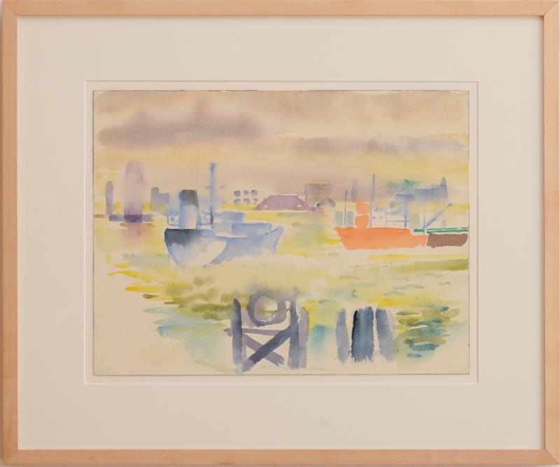 Appraisal: Fred Mitchell - Waiting Ship Watercolor on paper c signed