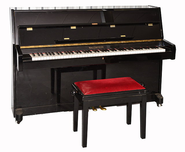 Appraisal: AN UPRIGHT MAHOGANY GRAND PIANOFORTE by Waldstein in a polished