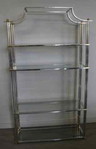 Appraisal: Midcentury Chrome and Brass Etagere with GlassShelves From a Newtown