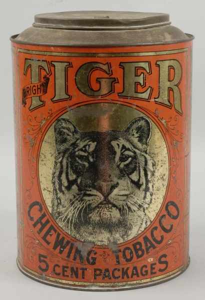 Appraisal: Unusual Tiger Chewing Tobacco Tin Description Depicts a tiger running