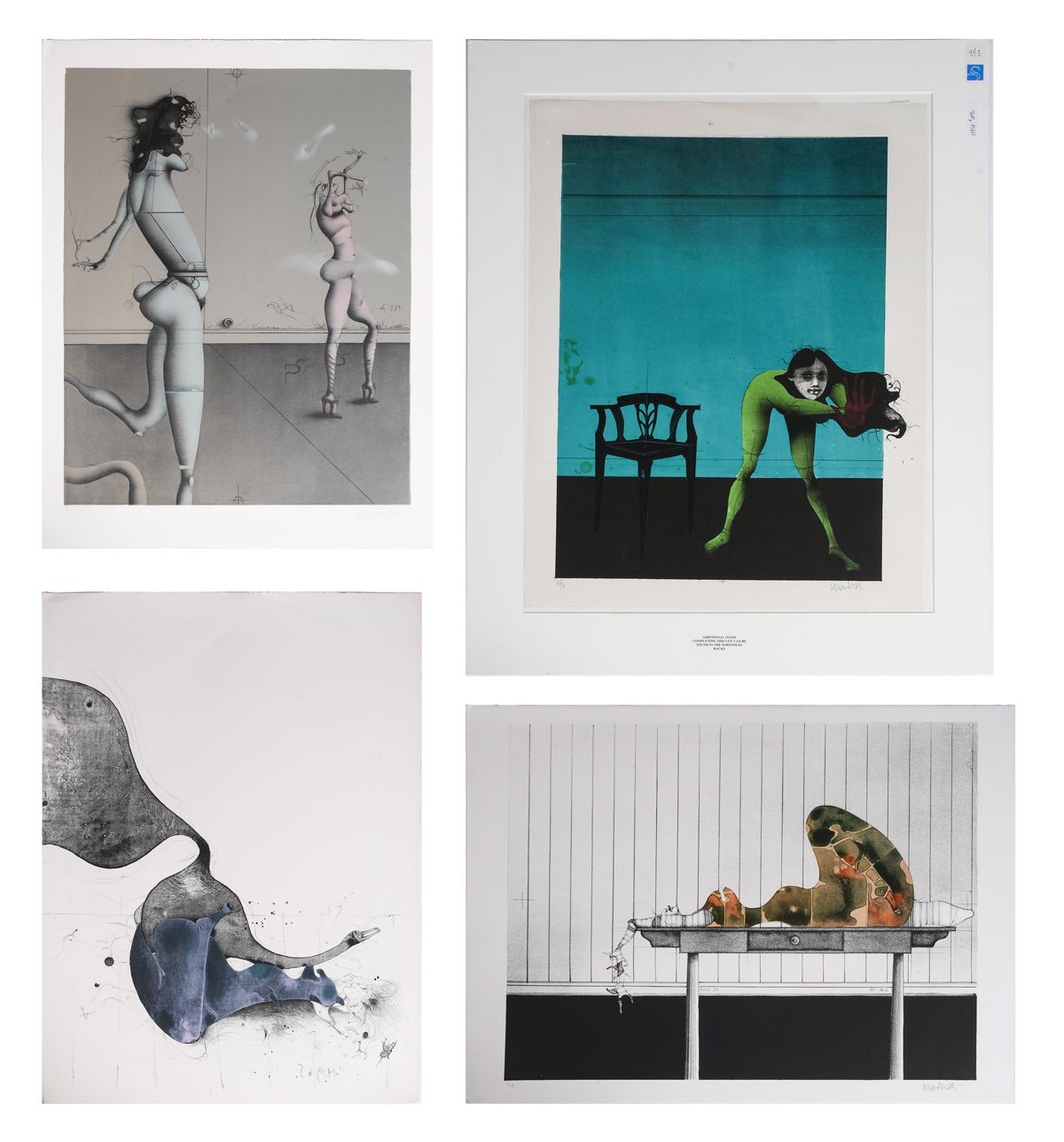 Appraisal: WUNDERLICH Paul German - Four Surreal Lithographs Three are unframed