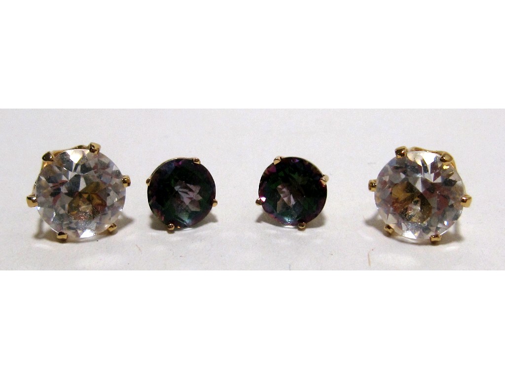 Appraisal: Lot comprising a pair of ct gold Swarovski crystal stud