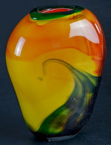 Appraisal: Art Glass Paperweight Vase Art glass paperweight vase with colors