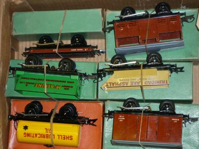 Appraisal: Six Hornby goods trucks comprising Shell oil tank McAlpine tipper