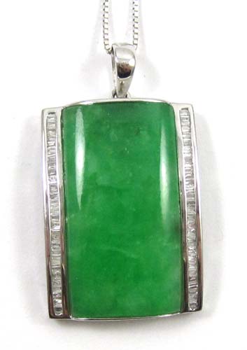 Appraisal: JADE DIAMOND AND WHITE GOLD PENDANT NECKLACE the pendant is