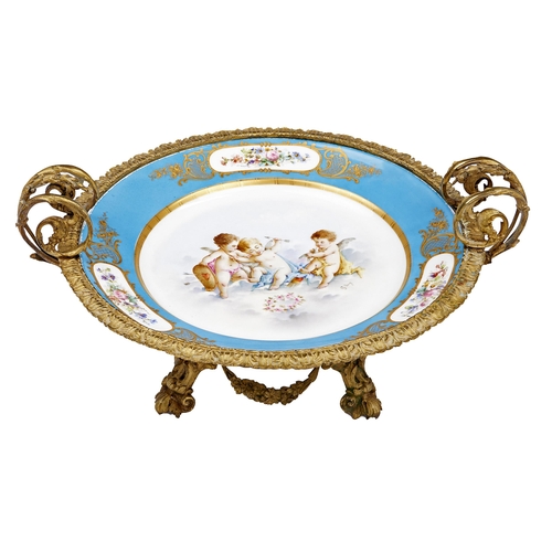 Appraisal: A French gilt lacquered brass mounted porcelain dish c the