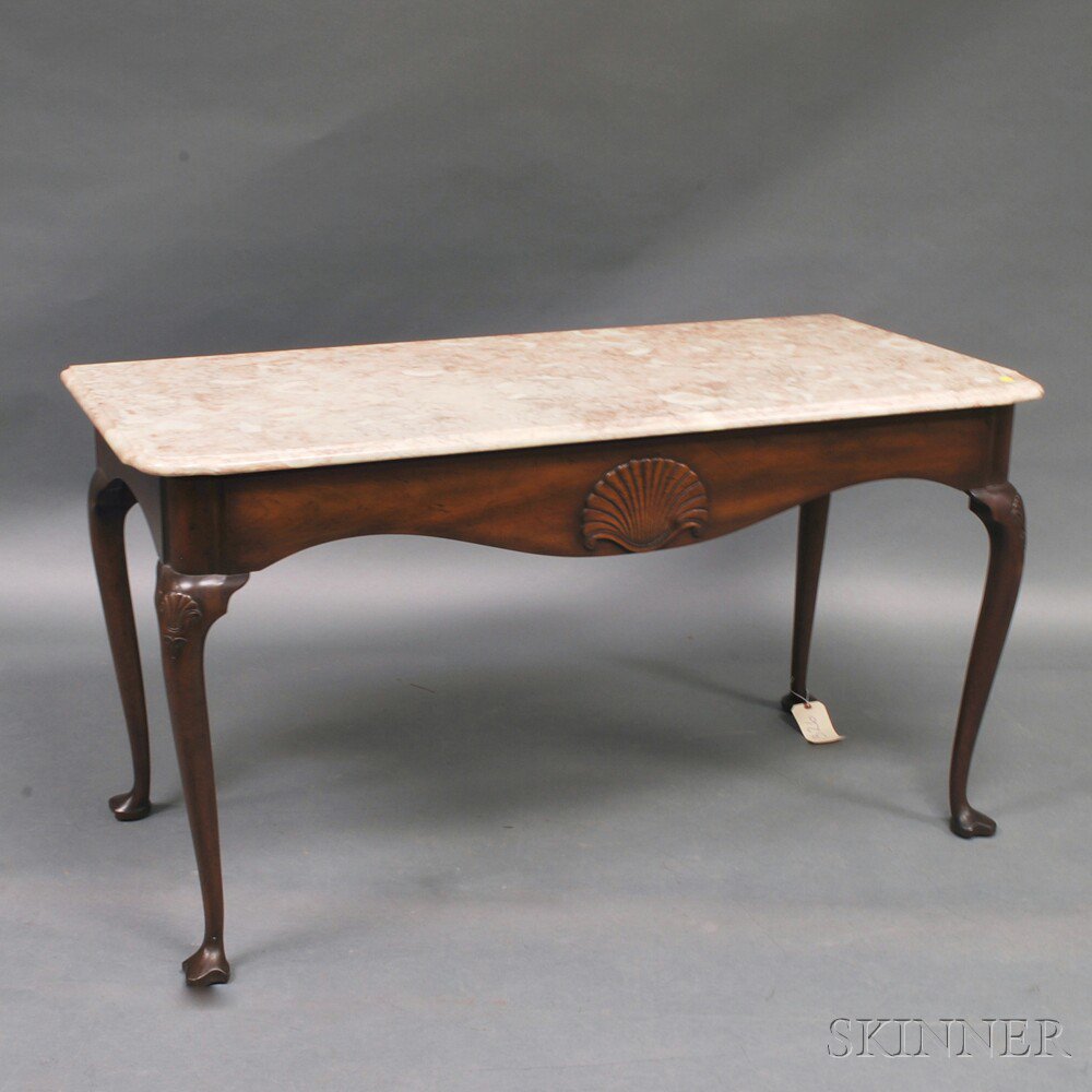 Appraisal: Kittinger Queen Anne-style Marble-top Mixing Table the molded marble top