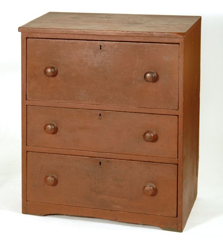 Appraisal: THREE-DRAWER SHIP'S CHEST From the ship Ontario Stamped on back