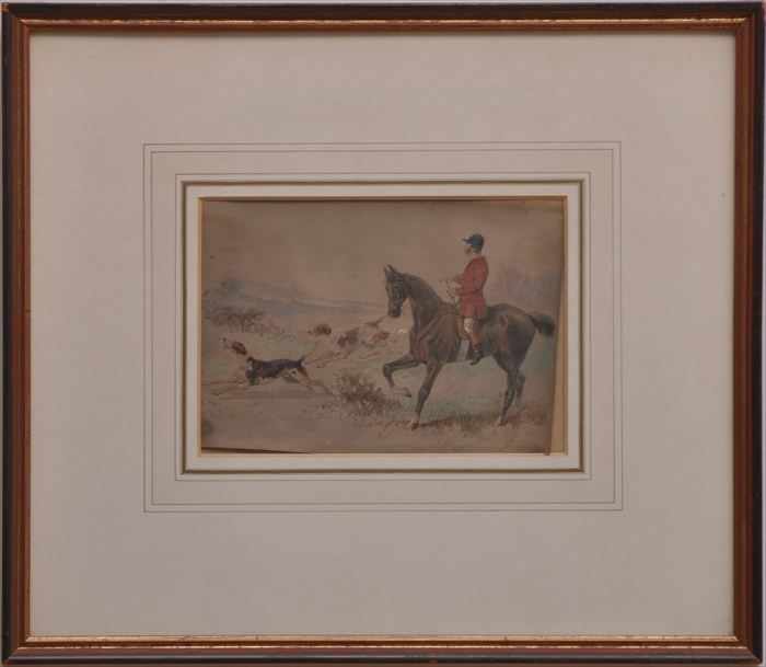 Appraisal: ENGLISH SCHOOL FOX HUNTING Watercolor on paper x in sight