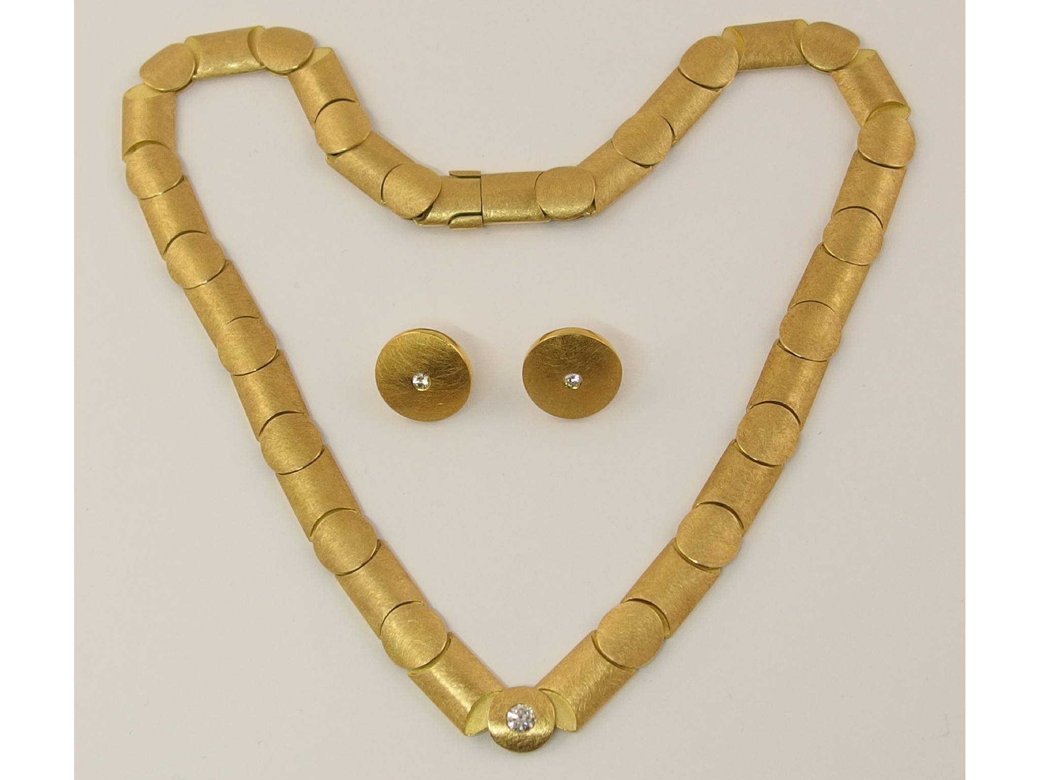 Appraisal: An ct gold necklace and earring suite by Lydia M