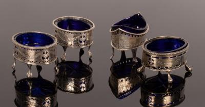 Appraisal: A pair of George III oval silver salts HB London