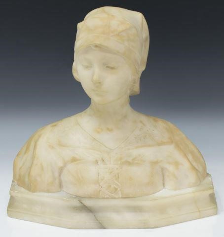 Appraisal: Italian carved alabaster bust Beauty in Headscarf early th c