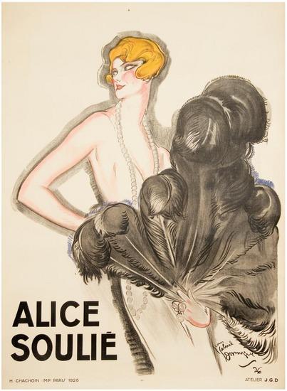 Appraisal: DOMERGUE Jean-Gabriel - ALICE SOULIE lithograph in colors condition B