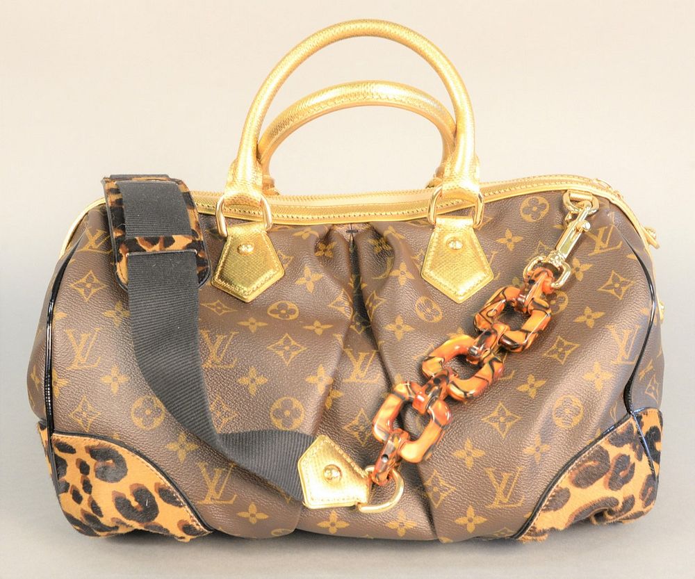 Appraisal: Louis Vuitton limited edition monogram and leopard print Adele bag