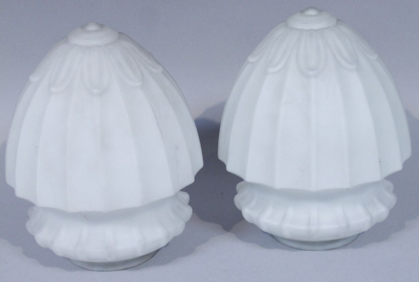 Appraisal: Two Art Deco design frosted glass light shades each formed