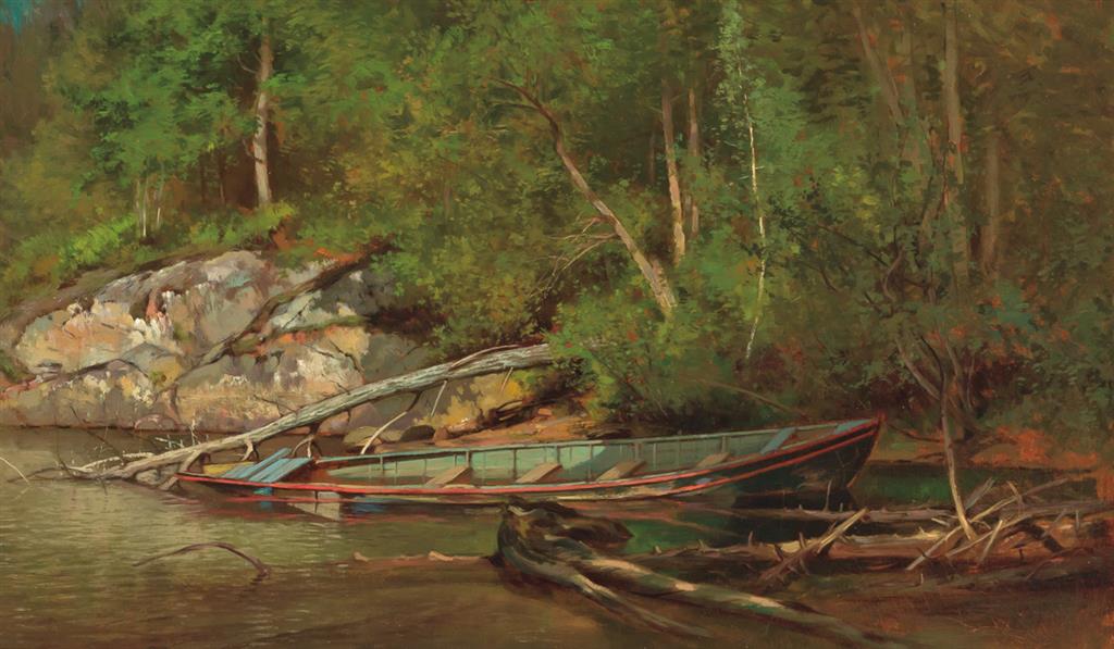 Appraisal: WORTHINGTON WHITTREDGE American - The Old Canoe oil on canvas