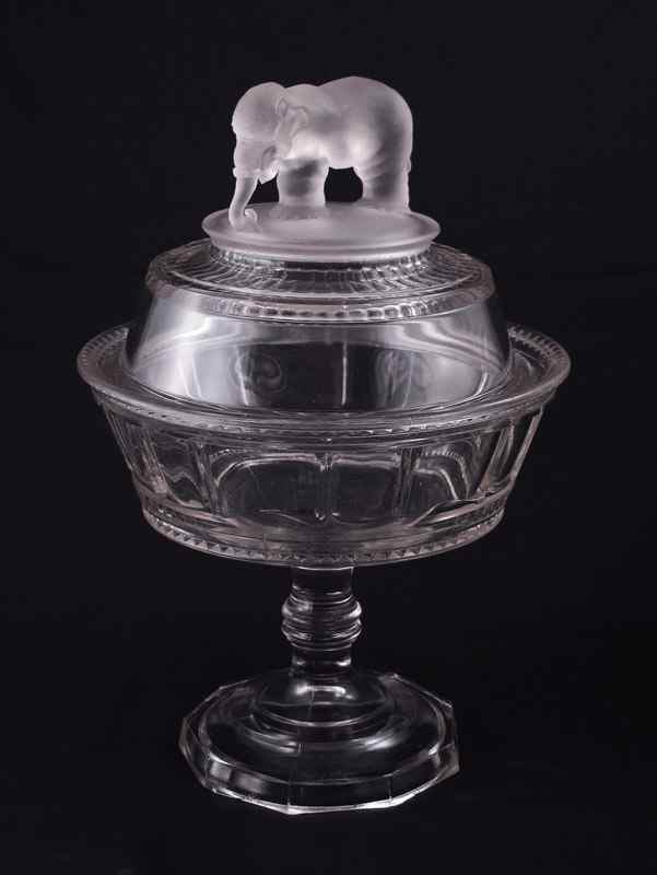 Appraisal: EAPG ''JUMBO'' COVERED PEDESTAL COMPOTE Early American Pattern Glass pattern