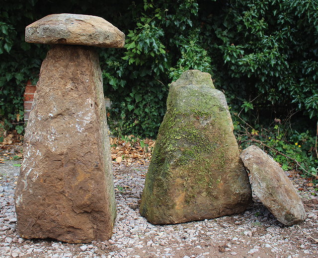 Appraisal: TWO ANTIQUE STADDLE STONES the largest cm in height