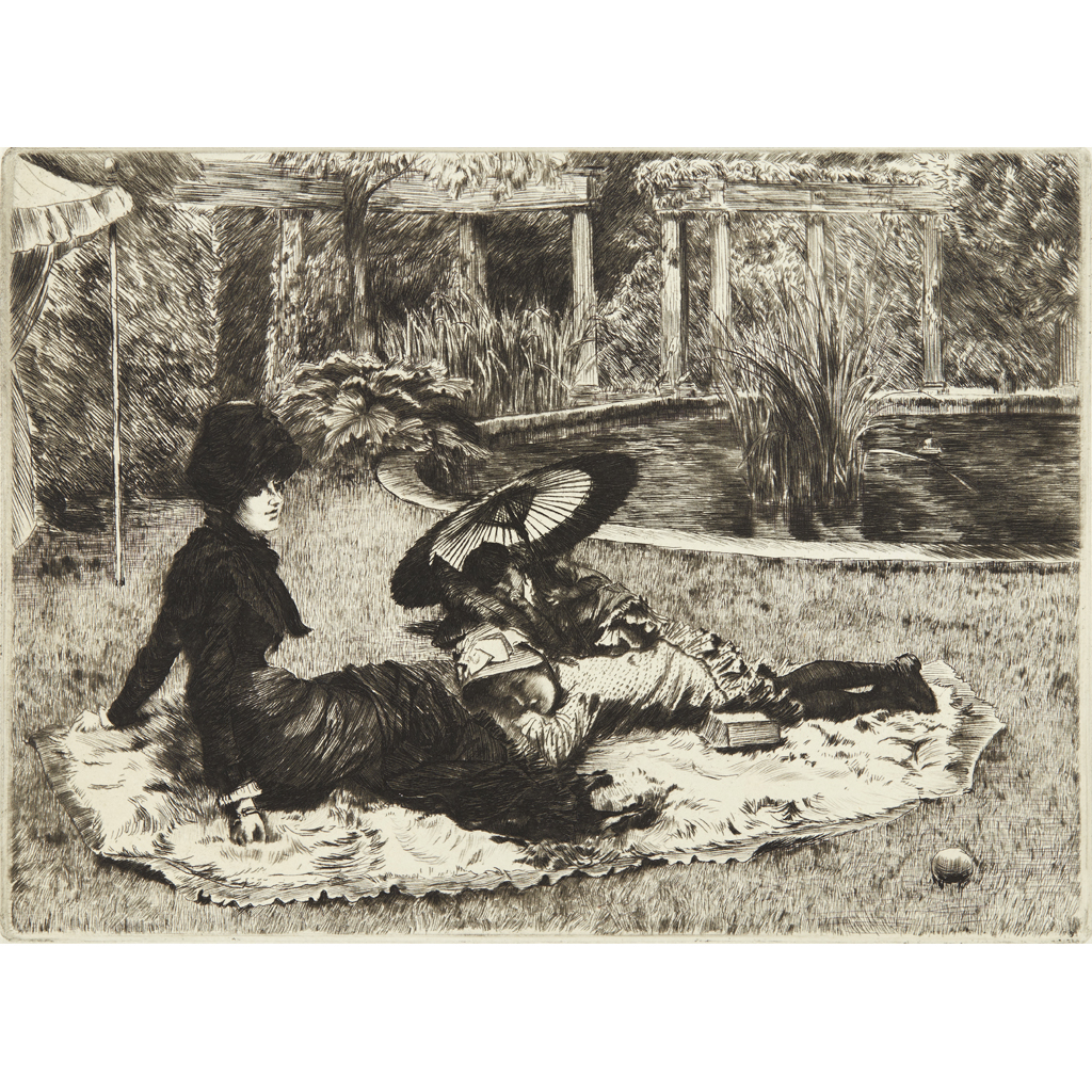 Appraisal: JAMES JACQUES JOSEPH TISSOT FRENCH - SUR L'HERBE etching cm