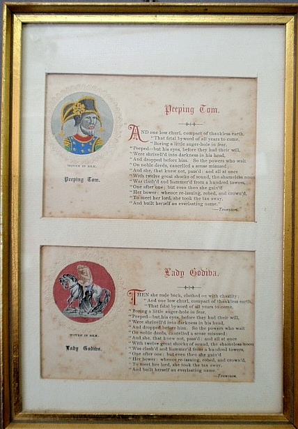 Appraisal: - Two English woven on silk postcards and framed together