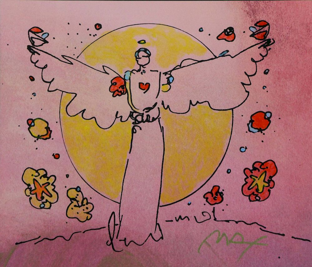 Appraisal: PETER MAX AMERICAN b Mixed media on paper Angel with