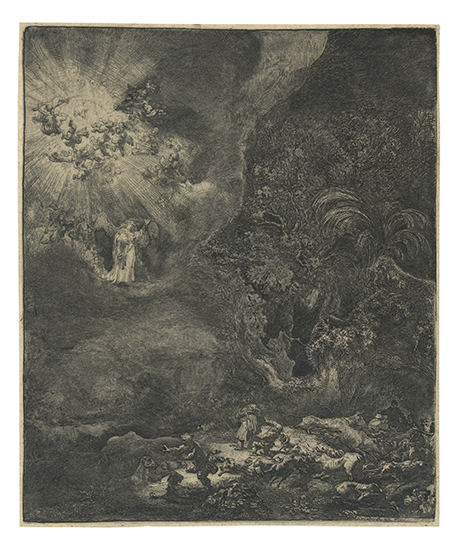 Appraisal: REMBRANDT VAN RIJN The Angel Appearing to the Shepherds Etching