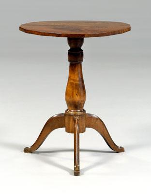 Appraisal: Southern figured walnut candle stand highly figured faceted walnut top