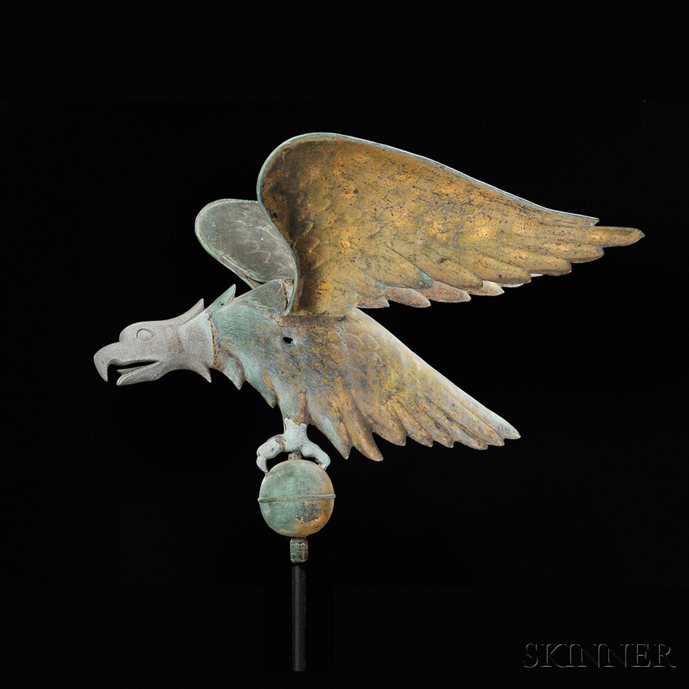 Appraisal: Large Molded Copper and Cast Zinc Spreadwing Eagle Weathervane attributed