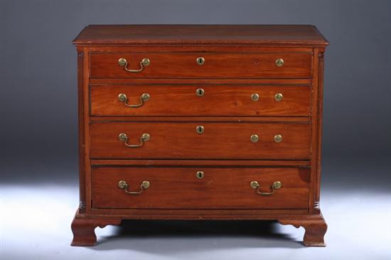 Appraisal: AMERICAN CHIPPENDALE WALNUT CHEST OF DRAWERS th century with refinished