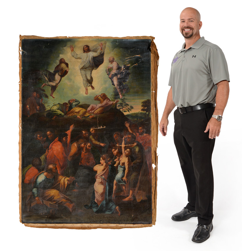 Appraisal: LARGE TH CENTURY RELIGIOUS PAINTING ASCENSION OF CHRIST Unstretched Oil