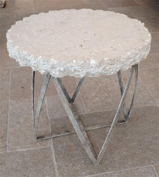 Appraisal: Sale Lot A Silvered Metal Side Table With Stone Top