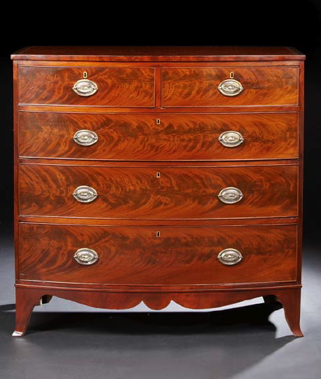 Appraisal: Regency Mahogany Bowfront Chest th century and later the bowed