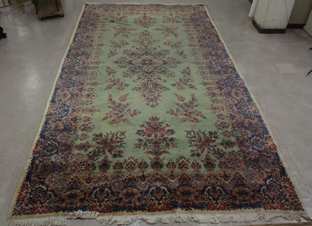 Appraisal: HAND KNOTTED KERMAN CARPET Kerman Province southeastern Iran floral medallion