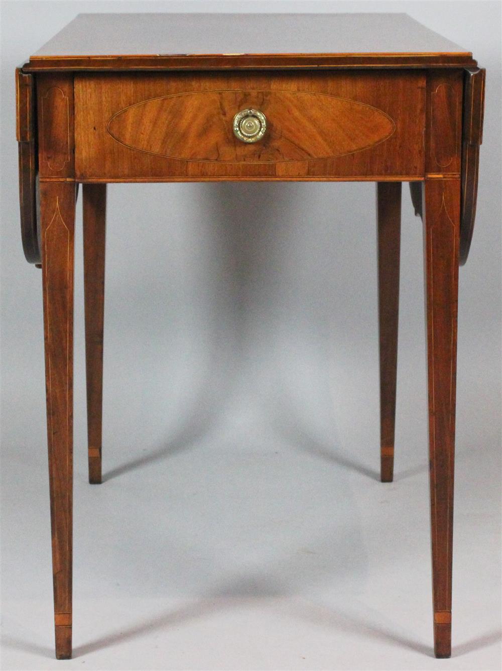 Appraisal: A FEDERAL INLAID MAHOGANY DROP-LEAF PEMBROKE TABLE WITH ONE DRAWER