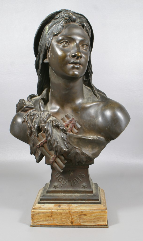 Appraisal: Etienne Henri Dumaige French - bronze sculpture titled Daphnis on