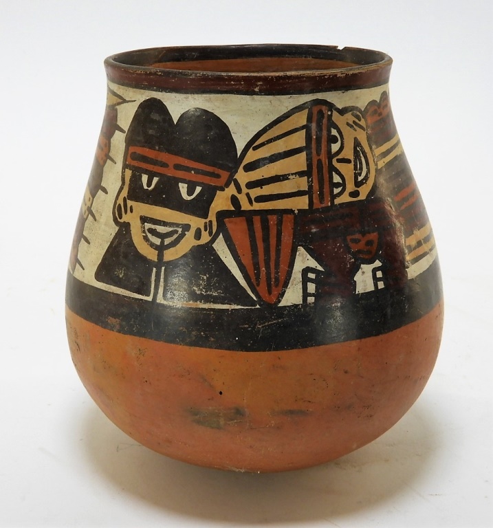 Appraisal: ANCIENT PRE-COLUMBIAN NAZCA POLYCHROME VESSEL South America th Century or