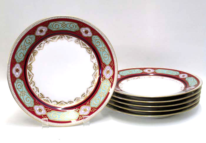 Appraisal: SET OF SIX RUSSIAN PORCELAIN PLATES BY KUZNETSOV FACTORY having