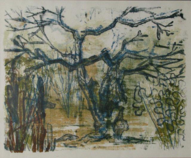 Appraisal: Wilma Von Voorhis x print depicting modernist landscape with tree