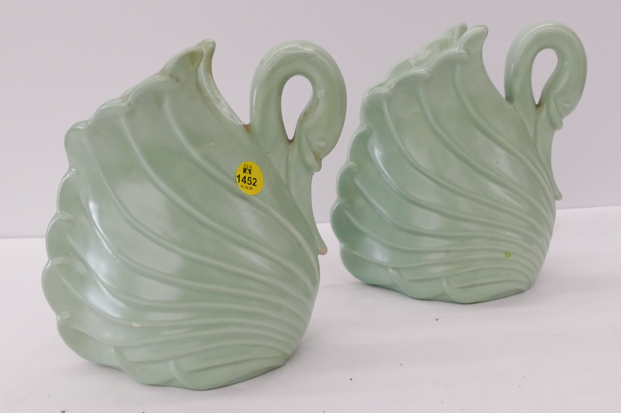 Appraisal: Pair Haeger Swan Vases- ''- one as is