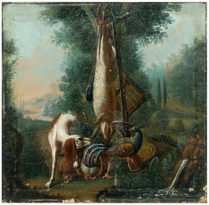 Appraisal: th century French School painting nature morte with trophies of