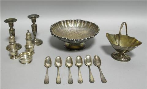 Appraisal: ATTRACTIVE GROUP OF SILVER Comprising a Gorham silver hammered centerpiece