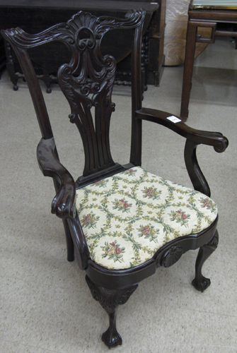 Appraisal: CHIPPENDALE STYLE MAHOGANY ARMCHAIR American early th century having a