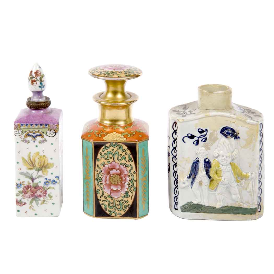 Appraisal: Group of Eleven Porcelain Tea Caddies and Scent Bottles