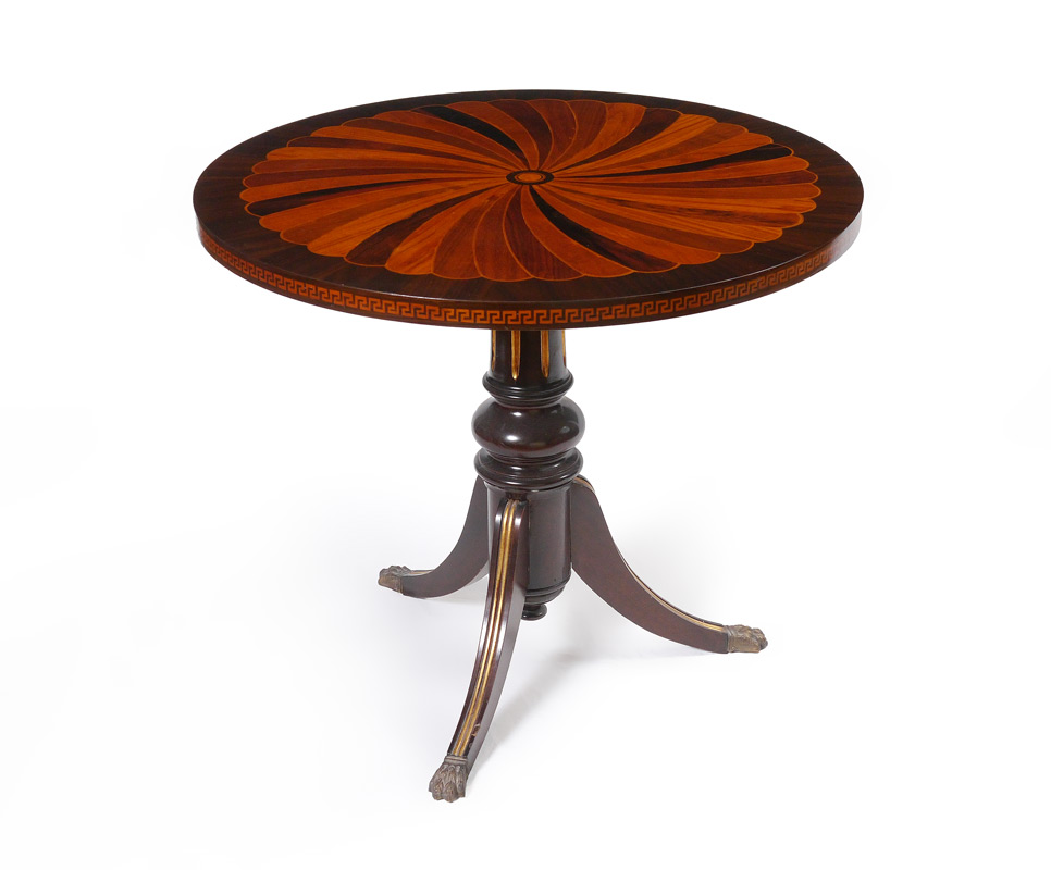 Appraisal: ITALIAN INLAID SIDE TABLE Marquetry inlaid with fluted twist design